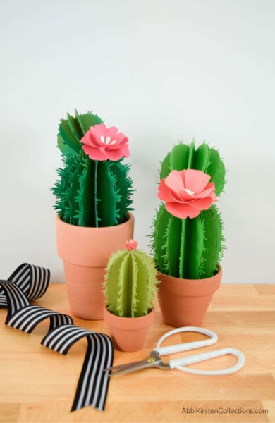 DIY easy cactus craft tutorial and templates. How to make ferocactus, prickly pear, and aloe vera plants for your home. 