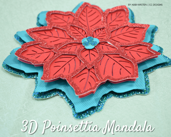 The many layers of the poinsettia mandala Christmas cards are made of glittery and textured paper. This attention to detail makes the 3D art elegant and cheerful. 