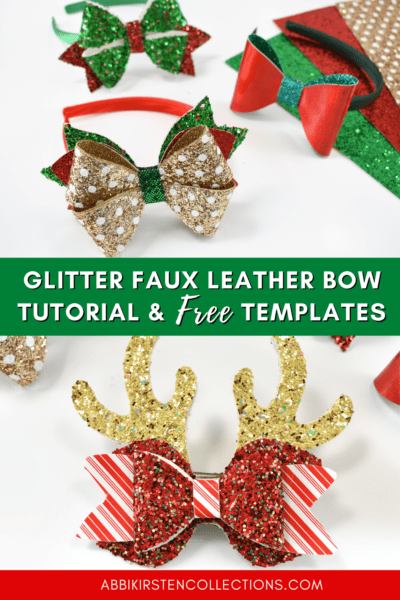 Free Printable PDF and SVG Hair Bow Templates. How to make glitter faux leather bows step by step. Download the free templates.