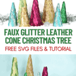 DIY Faux Glitter Leather Cone Christmas Tree Craft – Free Templates