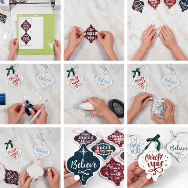 How to make tile Christmas ornaments with cricut. 