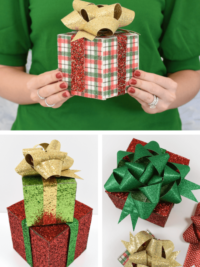 DIY Decorative Christmas Gift Boxes with Faux Glitter Leather Story