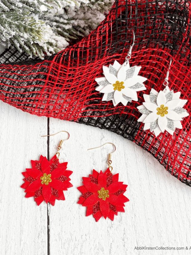 DIY Christmas Poinsettia Faux Leather Earrings Story