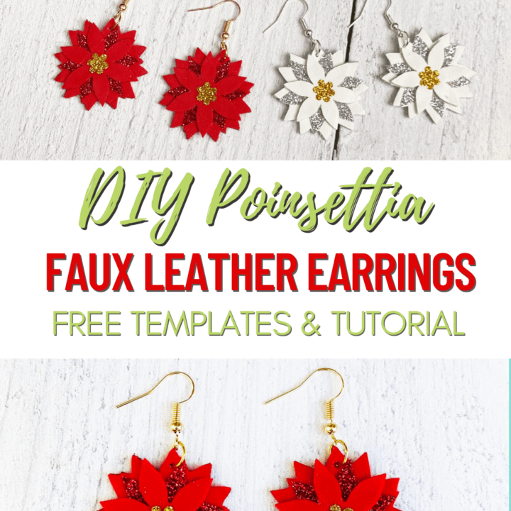 Christmas Poinsettia Faux Leather Earrings