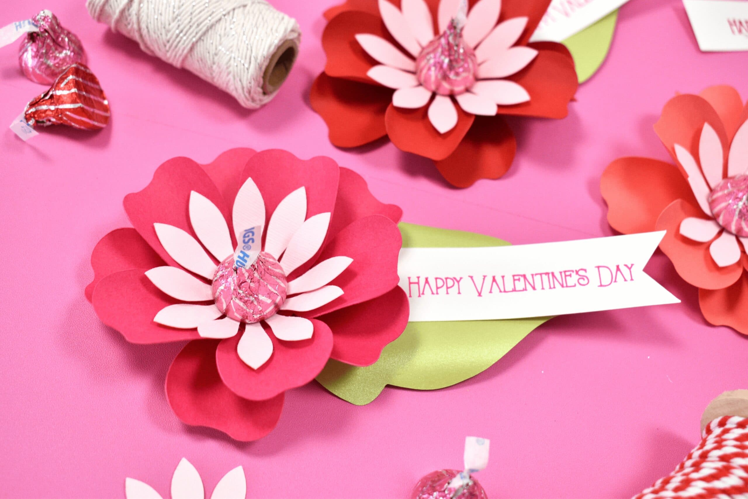 DIY Paper Flower Kiss Candy Valentines Craft – Free Printable Flower Templates and SVG Cut Files