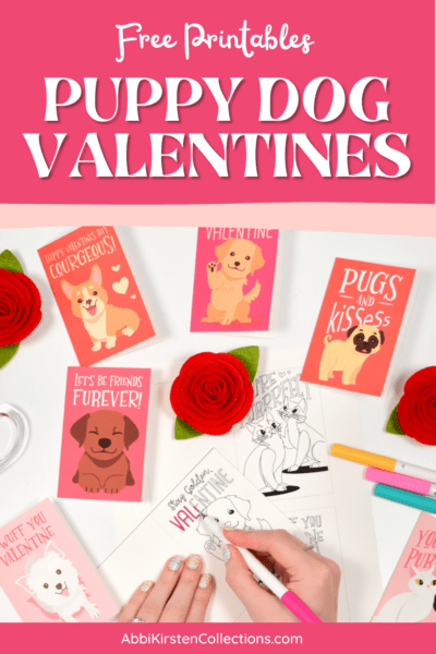 Free Valentine's Printables for Kids. Puppy Dog Valentines Day Coloring Cards. Download your free valentine's printables here. 