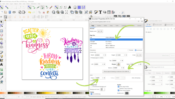 How to set your document properties in Inkscape for Cricut design space. 