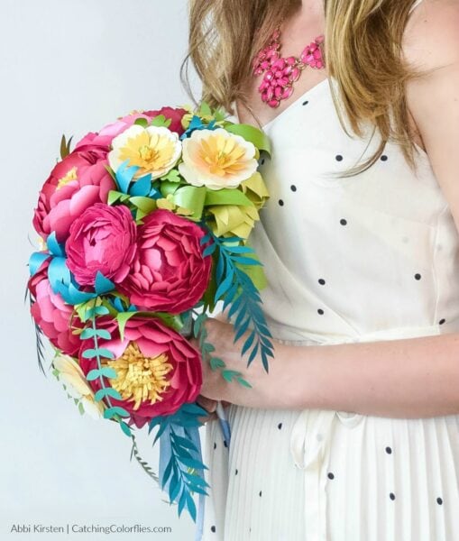 Rainbow Paper Flower Bouquet- Wedding bouquet, Made to order