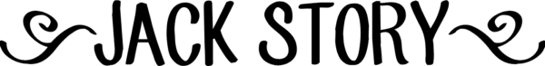 Jack Story is a handwritten capital font you can use with your Cricut cutting machine. Black letters on a white background with scrolls on either side. 