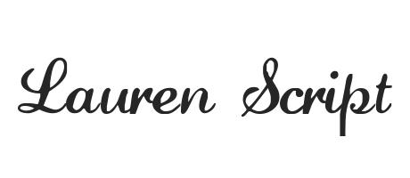Lauren Script is an upright cursive font available for download. It is black script on a white background. 