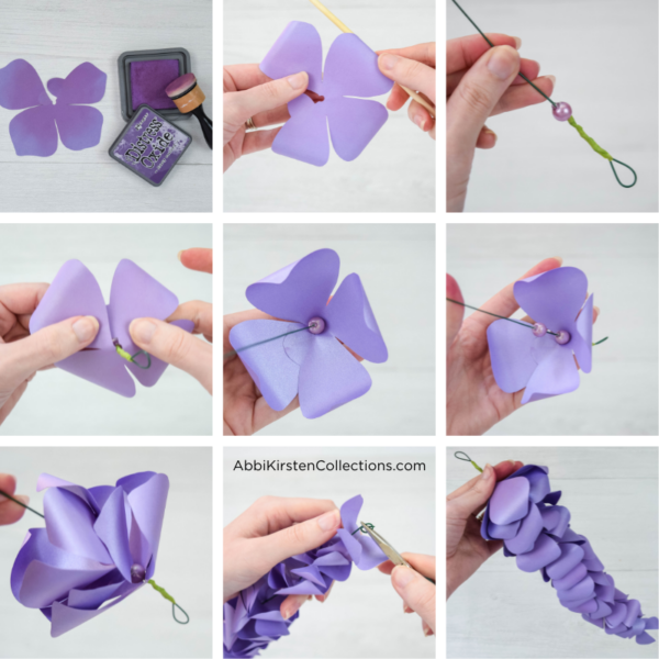 How to make DIY wisteria paper flowers craft tutorial. 