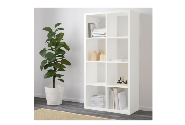 This tall eight-cube bookshelf from Ikea is a great craft storage furniture solution. The shelves are perfect for displaying items or storing supplies in fabric cube boxes.