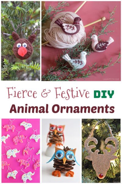 DIY Christmas ornaments that are festive and adorable animals. DIY easy ornaments for kids or anyone looking to get crafty at the holidays. 