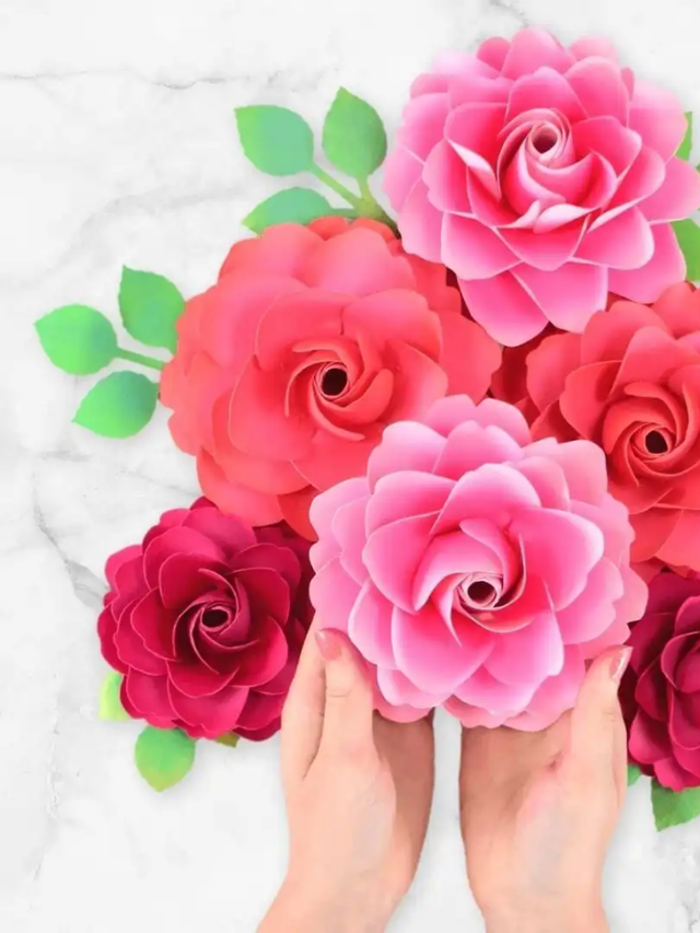 Full Bloom Garden Stemmed Paper Rose Tutorial with Templates Story
