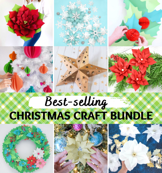 A collage of six images displaying a DIY Christmas template bundle by Abbi Kirsten Collections. 