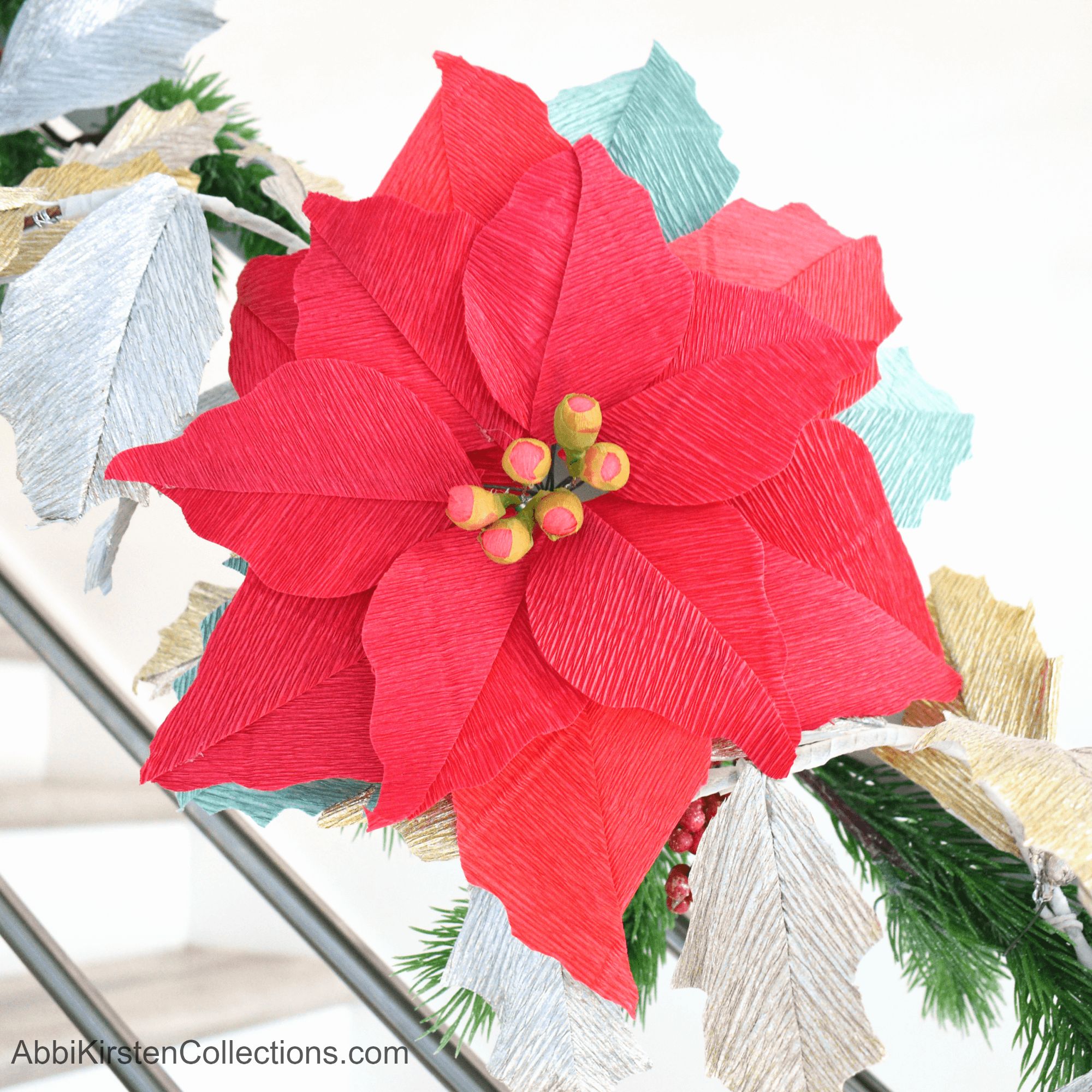 DIY Christmas Paper Flower Garland To Make Your Home Festive