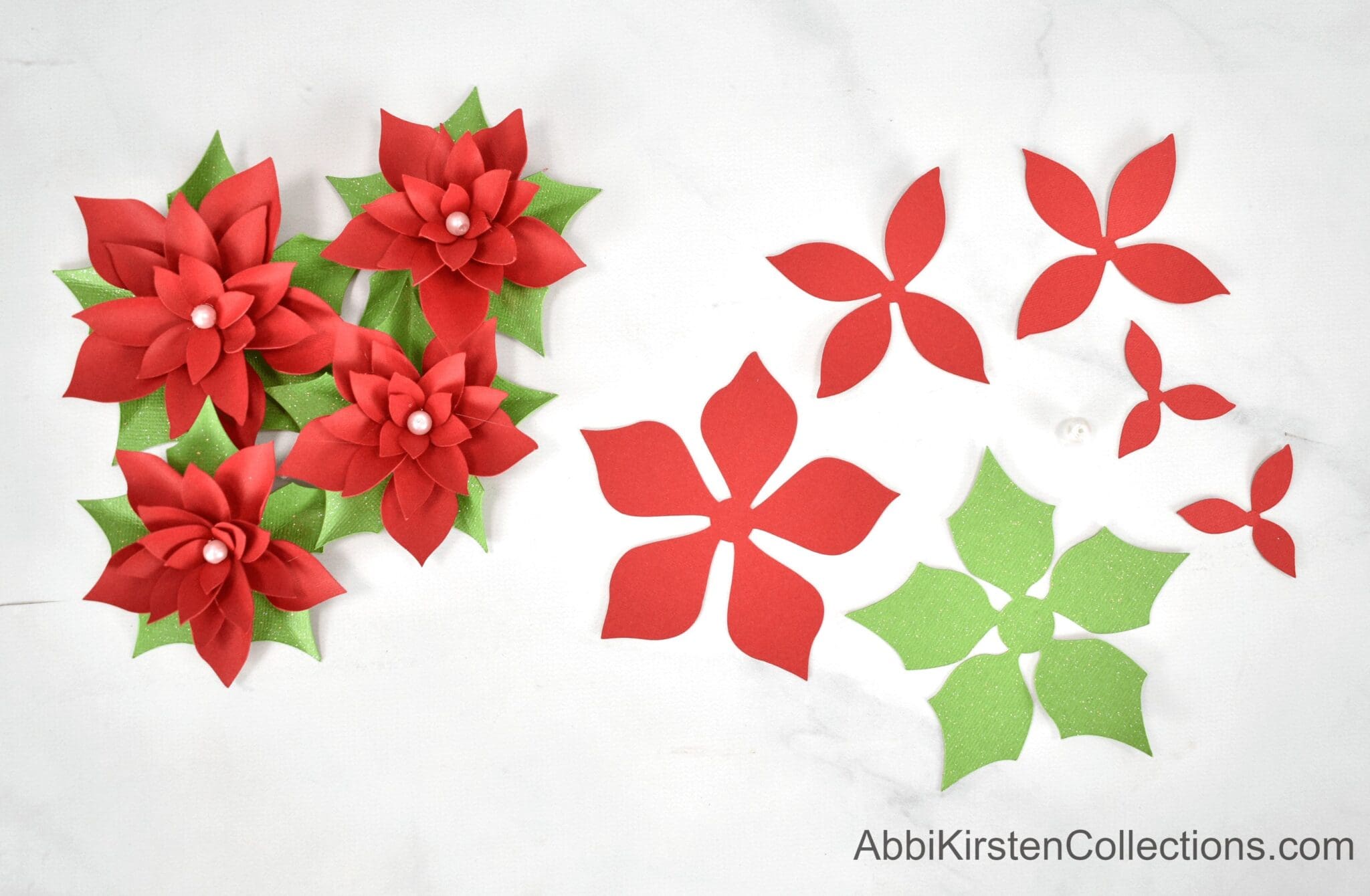 Small Poinsettia Paper Flowers with Cricut - Abbi Kirsten Collections