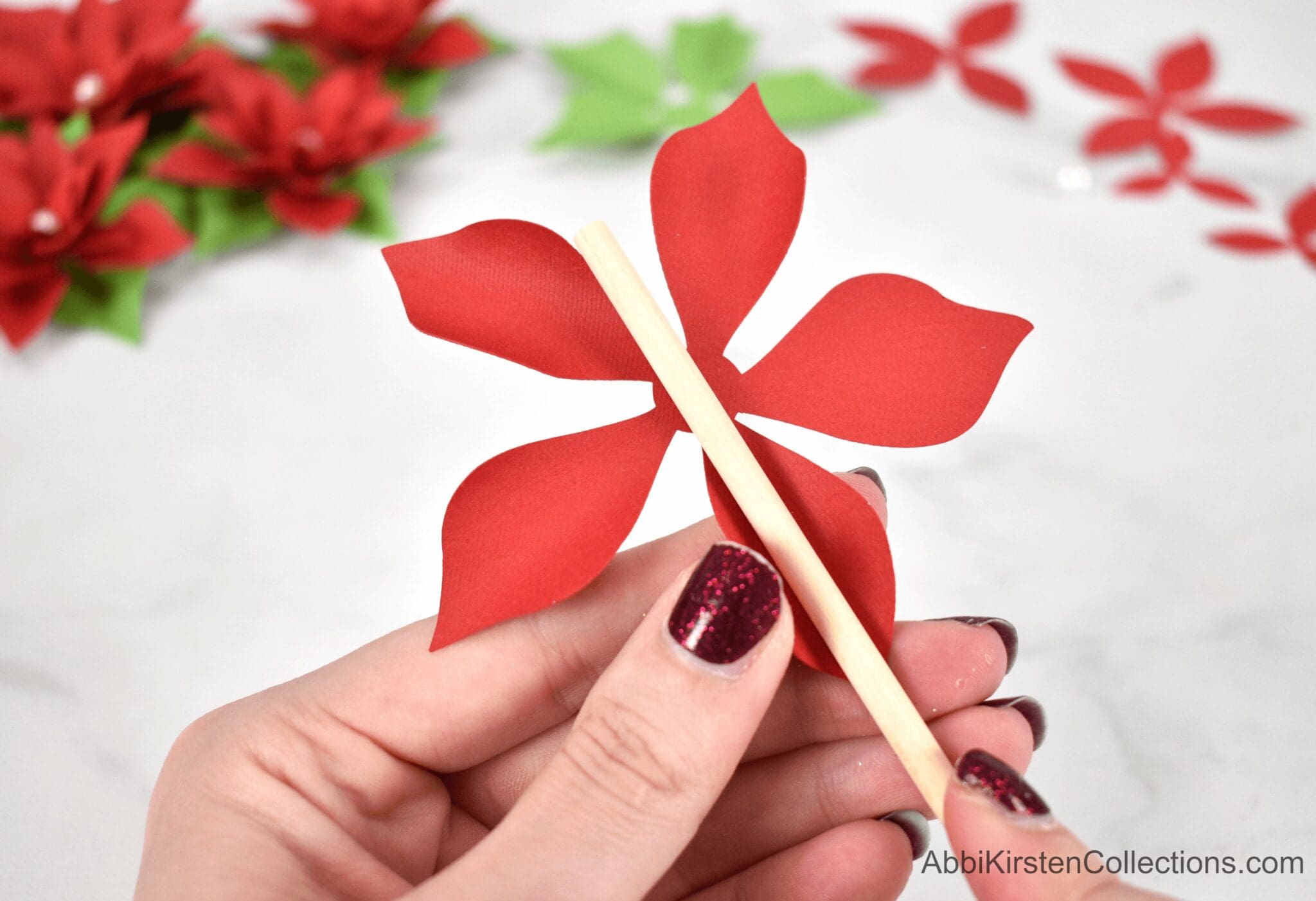 Small Poinsettia Paper Flowers with Cricut - Abbi Kirsten Collections