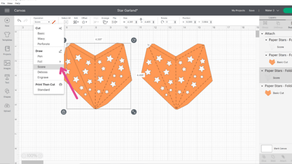 Two star templates in Design Space. 