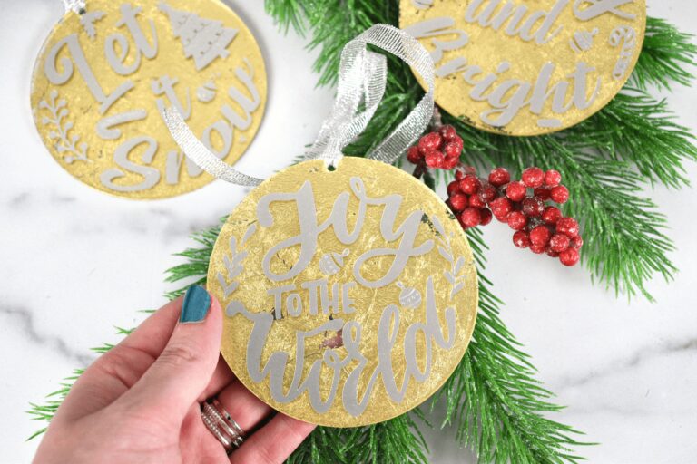 DIY Clear Acrylic Ornaments with Gold Gilding and Vinyl – Free SVG Templates for Cricut