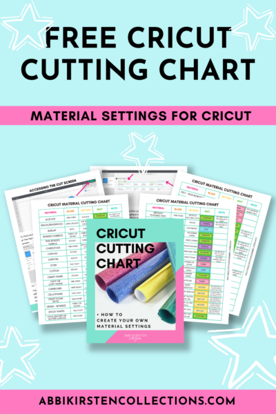 The light blue with pink stripes graphic offers a free Cricut cutting chart. The Best Materials for Cricut Explore and Cricut Maker Machines. Download the free Cricut cutting chart cheat sheet printable. 