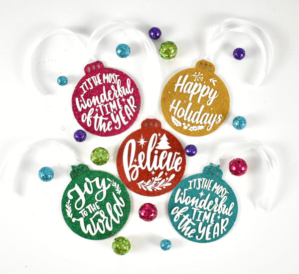 DIY glitter ornaments with acrylic disks