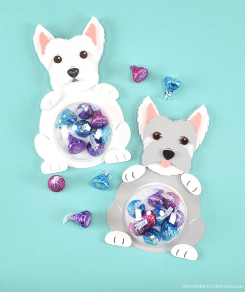 DIY Valentine's Day crafts with puppy dog candy ornament holder. 