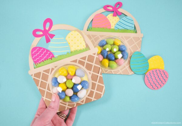 Easter basket candy holder SVG craft file. 