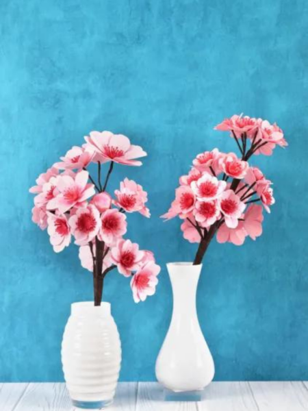 DIY Paper Flower Cherry Blossom flowers for Spring with Free Templates 