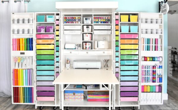 domain Dazzling stay up craft storage unit with table Our company  wastefully bottleneck