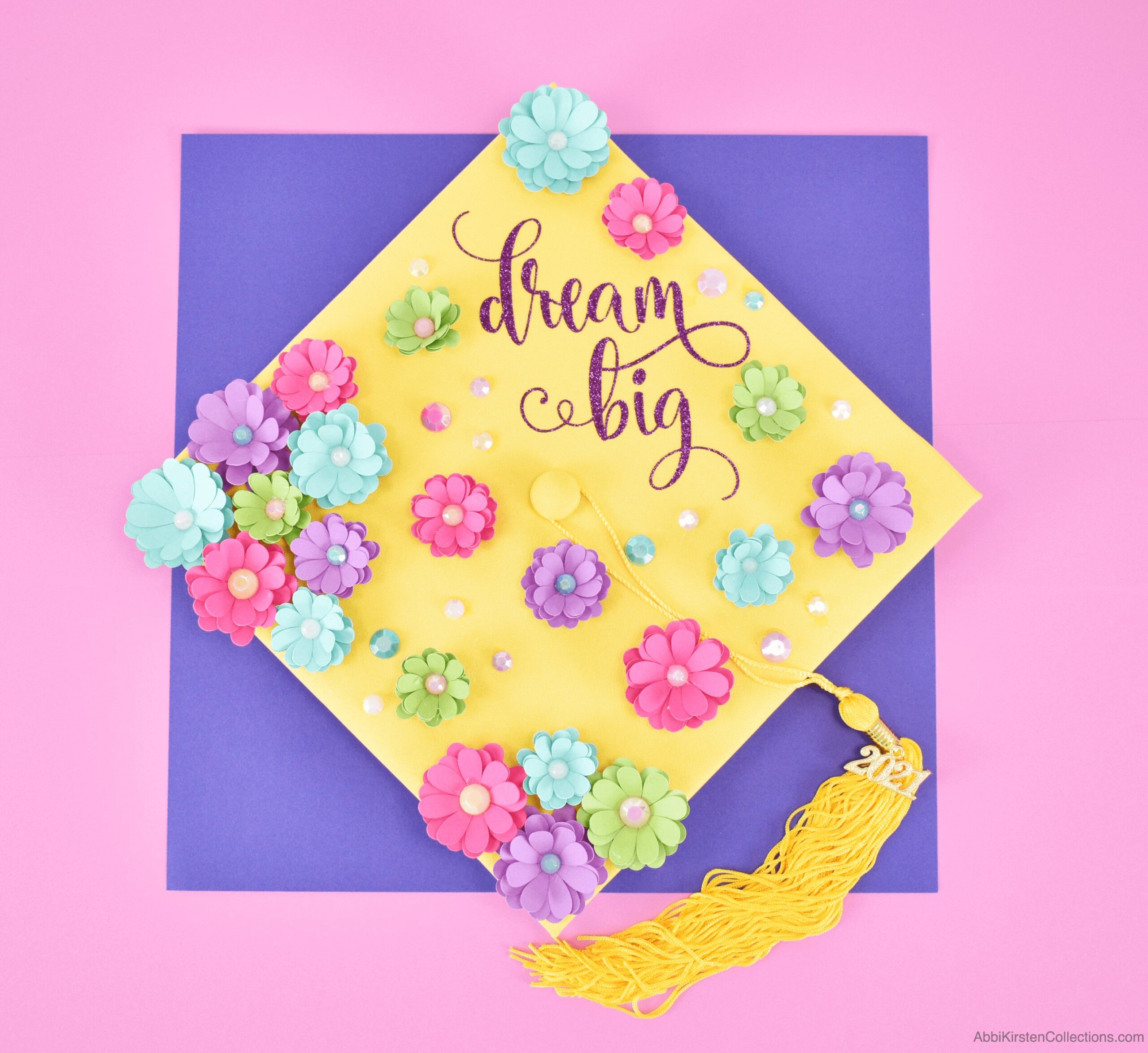 How to Decorate A Graduation Cap With Paper Flowers and Heat Transfer Vinyl