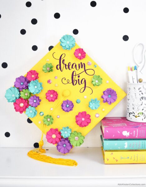 Graduation cap decorating ideas with paper flowers