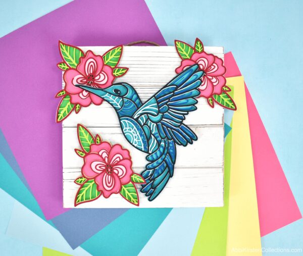 3D layered hummingbird SVG mandala paper craft with Cricut. Learn to cut cardstock for intricate cuts and avoid tearing your paper on Cricut. 