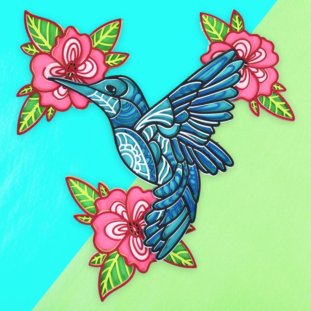 Hummingbird and Flower SVG: 3D Layered Mandala Paper Craft With Cricut