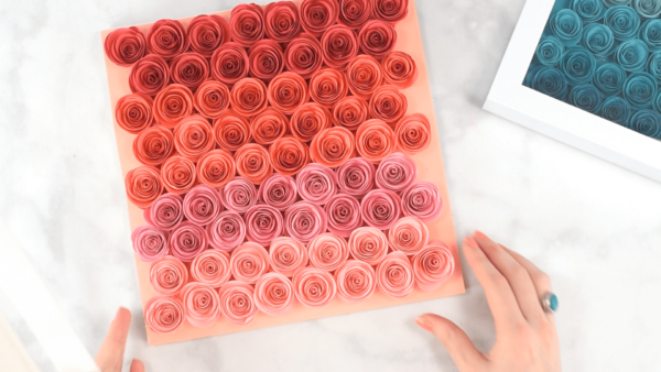 Pink ombre rolled rosette flowers. 