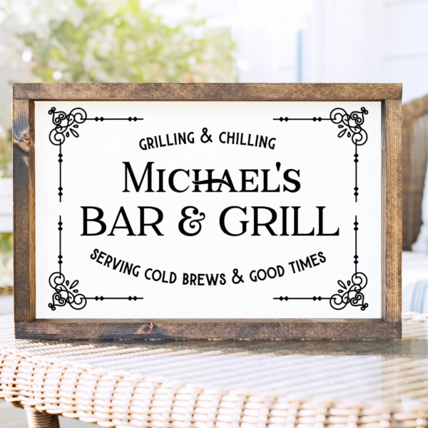 Create a personalized outdoor bar and grill patio sign with this free bbq SVG file using your Cricut or Silhouette cutting machine. 