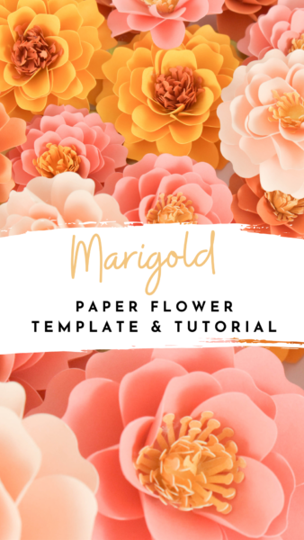 Day of the Dead, or Dia de los Muertos, is often known for its beautiful gold and orange marigolds. Learn to capture the beauty of marigolds as DIY paper flowers. Download the marigold SVG cut files for cutting machines and PDF printables perfect for decorating for fall. 