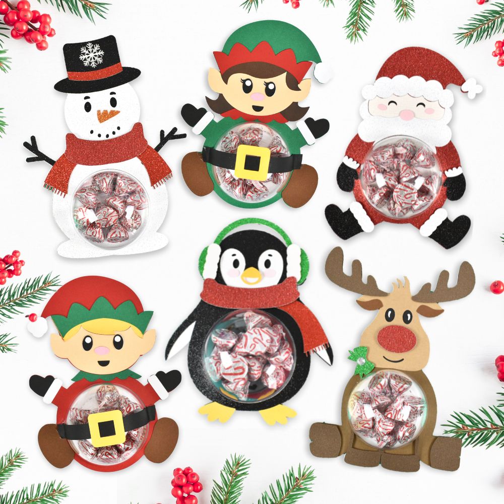Christmas Candy Holder: Santa, Snowman, Reindeer, and Elf SVG Files
