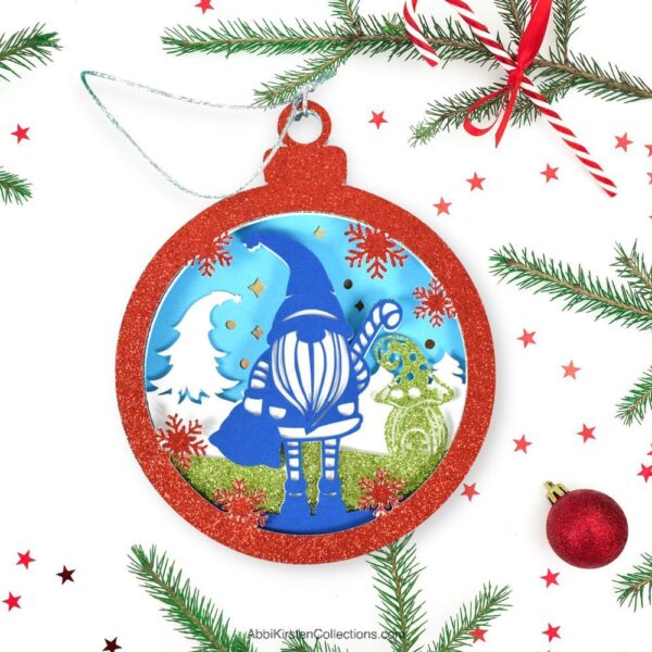 Santa gnome paper Christmas ornament SVG file for Cricut.