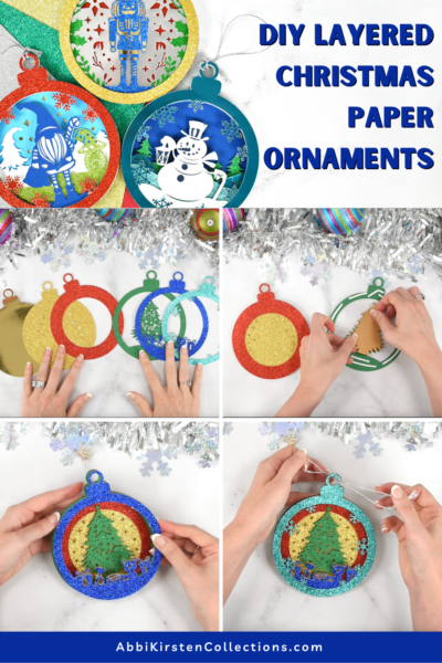 Create beautiful layered 3D paper ornaments with your Cricut. Follow this tutorial to create handmade ornaments from cardstock paper this holiday season.