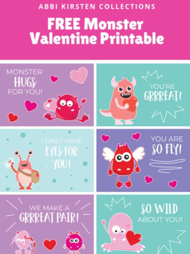 Free Valentine’s Cards for Kids: Printable Monster Valentine Cards Story