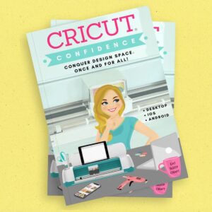 On a yellow background are two copies of the book "Cricut Confidence" by Abbi Kirsten.