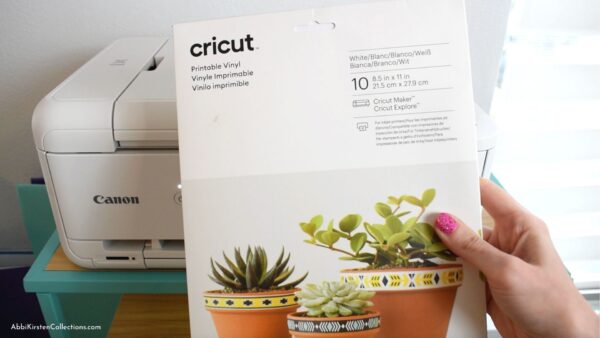 The image shows Cricut printable vinyl sticker paper.
