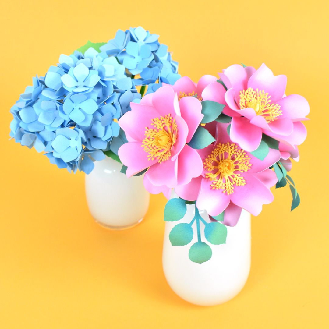 paper flowers on stems