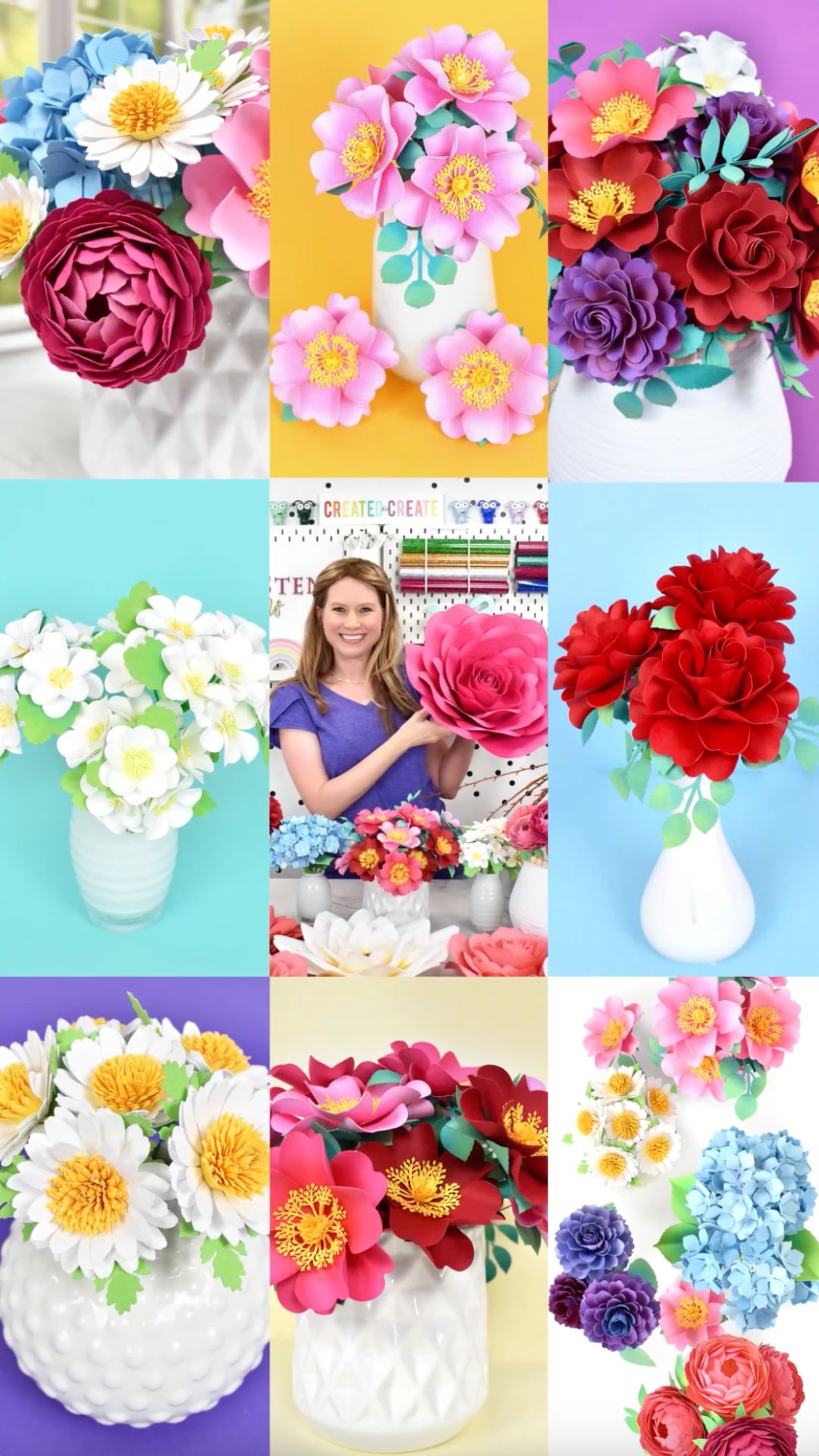 Vertical collage Paper flowerfest workshops