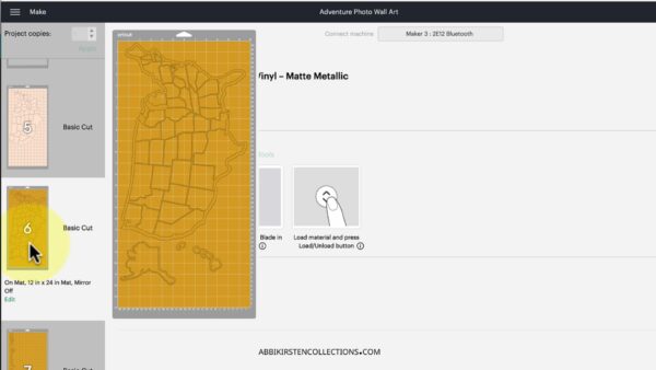 This image shows a preview image of the USA map in Cricut Design Space. 