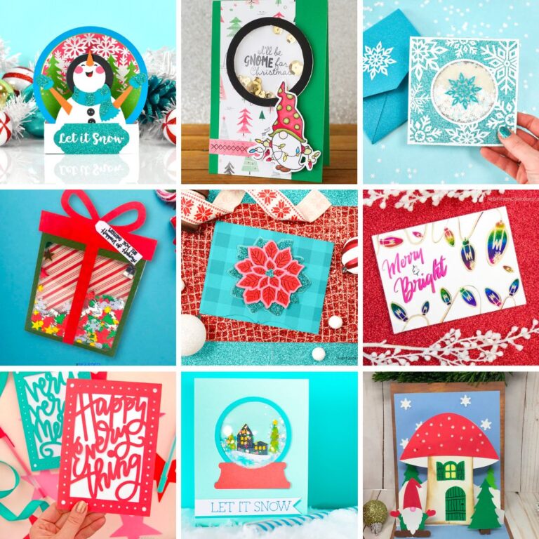 Collage of Christmas cards made with Cricut