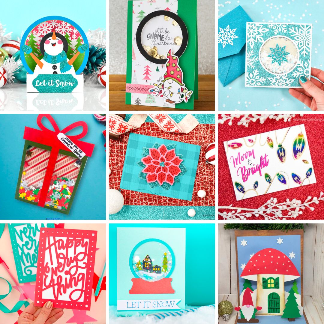 Collage of Christmas cards made with Cricut