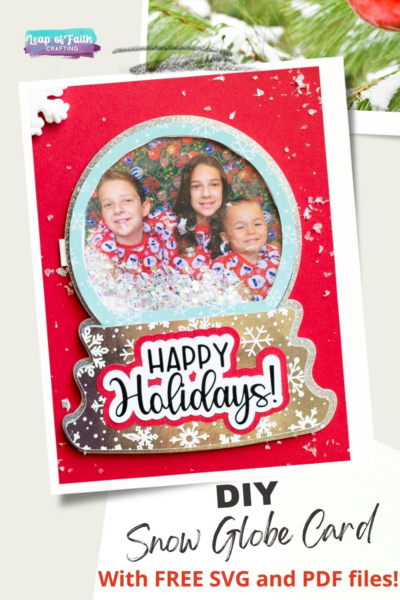 Snow globe Christmas card with photo and text Happy Holidays!