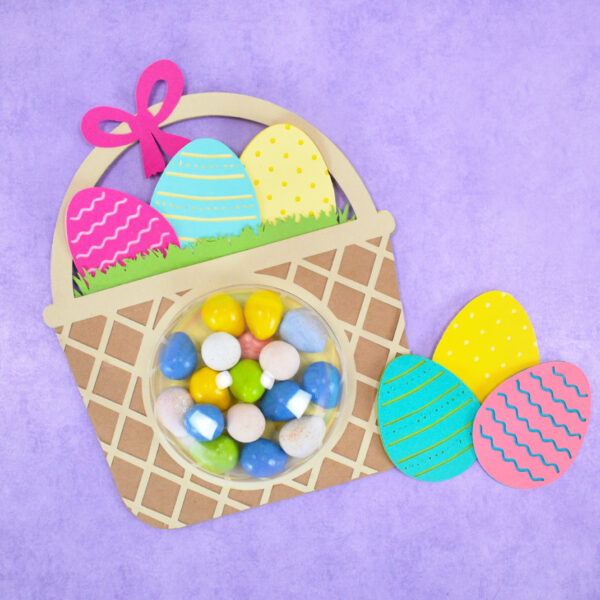 Easter basket candy holder made from cardstock paper. 